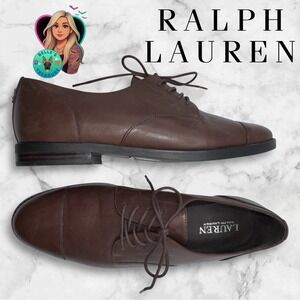 Ralph Lauren LRL  Maryna Women's 8 B Oxford Brown Leather Cap Toe Dress Shoes